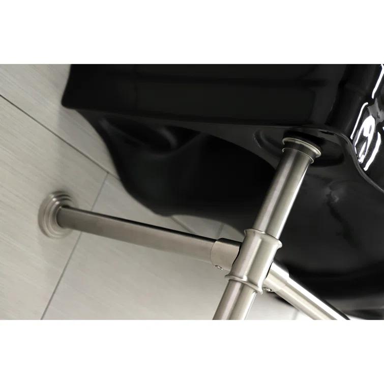 Kingston Brass Imperial 36-Inch Ceramic Console Sink Basin with Stainless Steel Legs (8-Inch, 3-Hole)