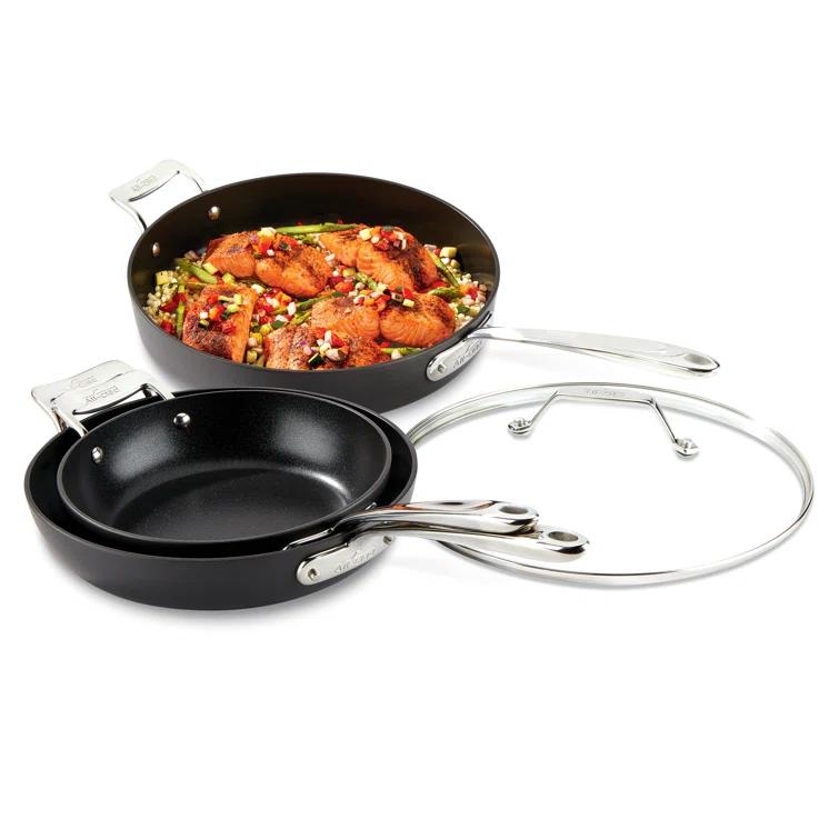 All-Clad All-Clad Essentials 4-Piece Non-Stick Skillet Set with Lids