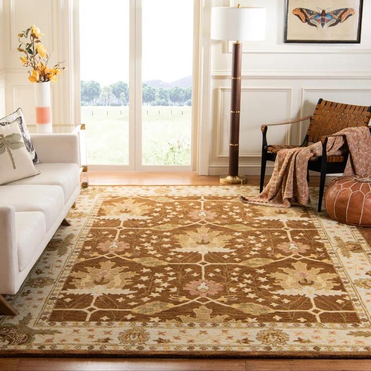 Antiquity AT840 Hand Tufted Indoor Area Rug - Brown/Beige - 7'6"x9'6" - Safavieh