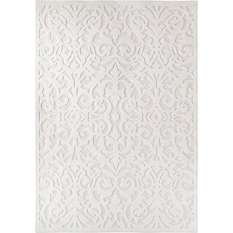 My Texas House Ladybird Damask Natural High Low Indoor Outdoor Rug