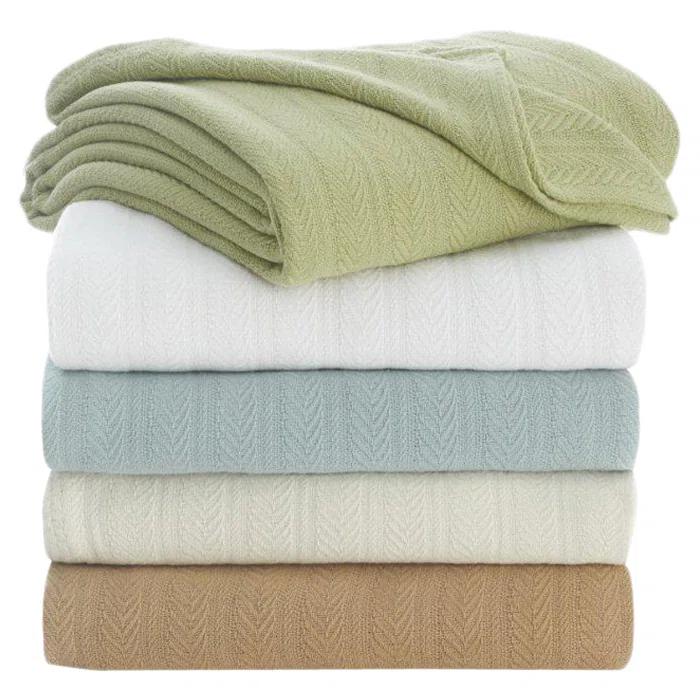 Vellux Vellux 100% Cotton Blanket - Soft, Breathable, Cozy & Lightweight Thermal Blanket  All-Season Blanket Perfect for Layering Bed, Couch & Sofa - Hotel Quality
