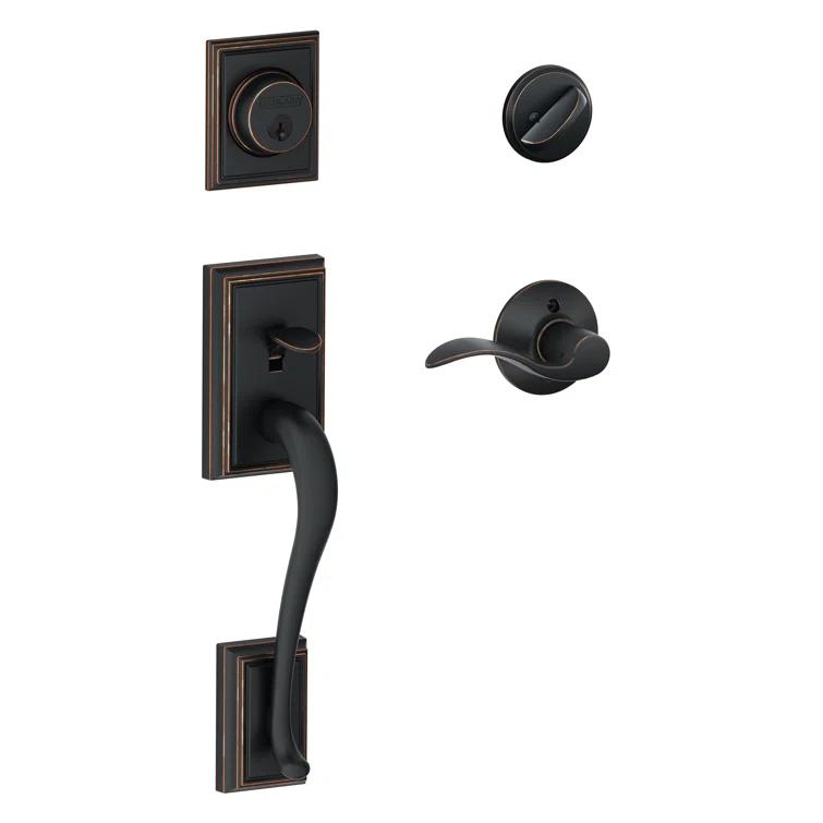 Addison Handleset with Single Cylinder Deadbolt and Accent Door Lever and Rosette
