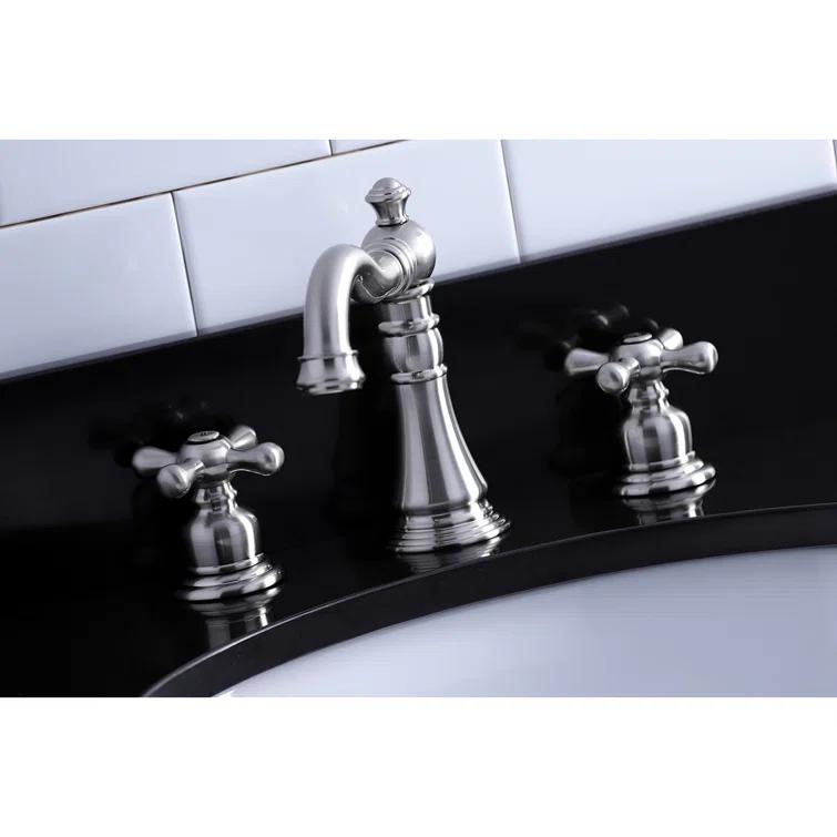 Kingston Brass American Classic Two-Handle 3-Hole Deck Mount Widespread Bathroom Faucet with Pop-Up Drain