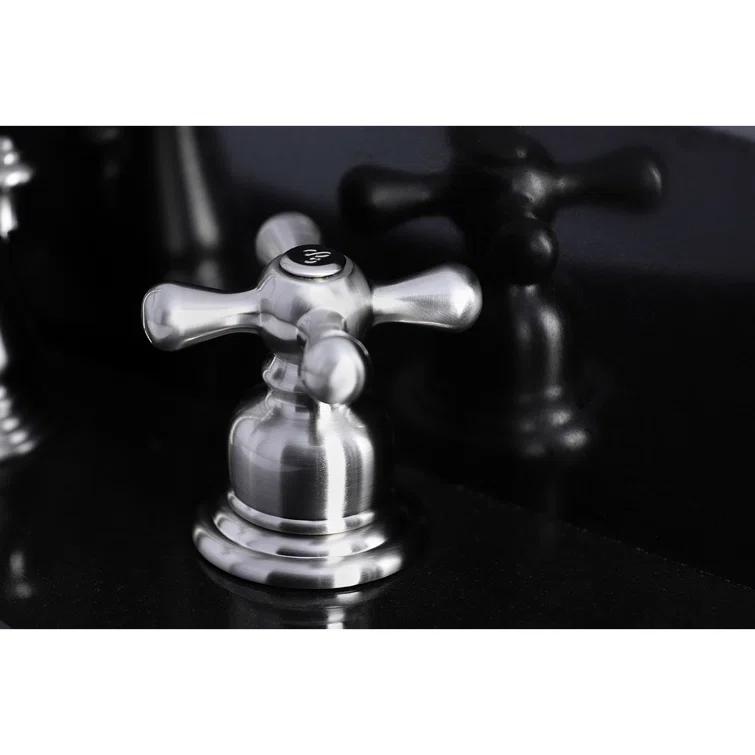 Kingston Brass American Classic Two-Handle 3-Hole Deck Mount Widespread Bathroom Faucet with Pop-Up Drain