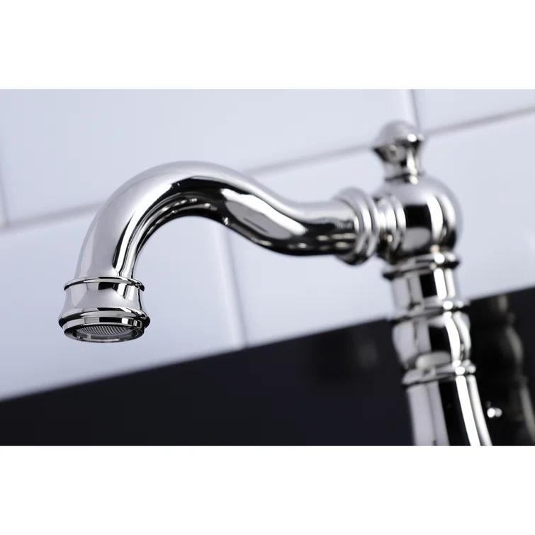 Kingston Brass English Classic Two-Handle 3-Hole Deck Mount Widespread Bathroom Faucet with Brass Pop-Up Drain