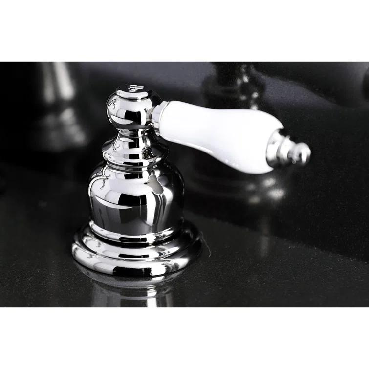 Kingston Brass English Classic Two-Handle 3-Hole Deck Mount Widespread Bathroom Faucet with Brass Pop-Up Drain