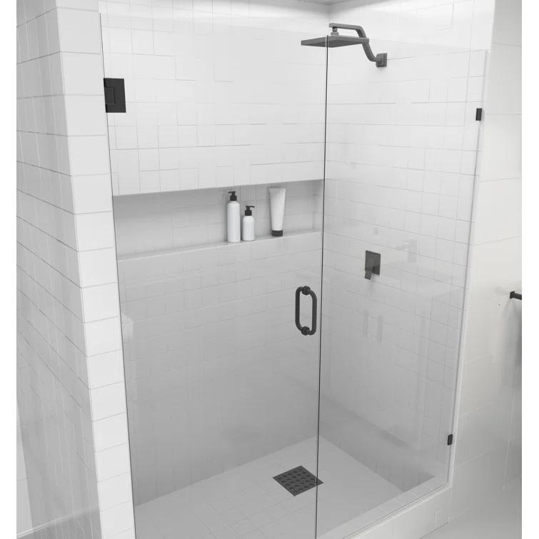 Illume 64.25 in. x 78 in. Fully Frameless Wall Hinge Shower Door