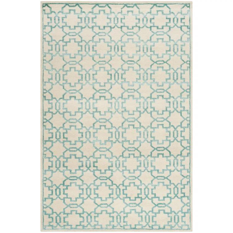 Mosaic Hand Knotted Wool And Viscose Geometric Rug