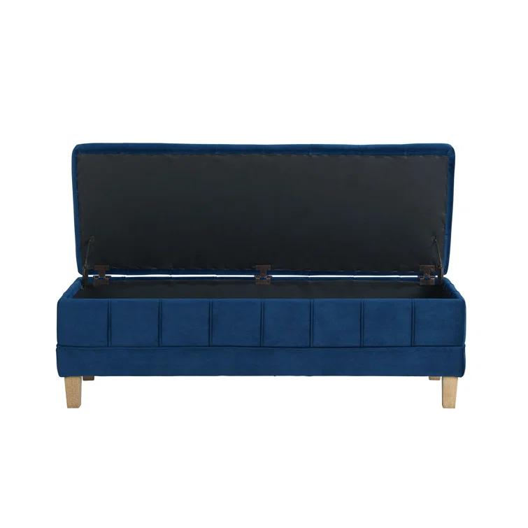 Jude Tufted Storage Ottoman Cobalt - Picket House Furnishings: Upholstered Bench with Lid, Modern Style