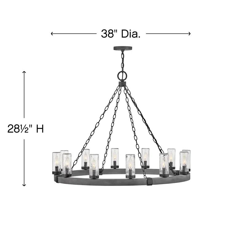 Sawyer 12-Light Single Tier Outdoor Rustic Chandelier