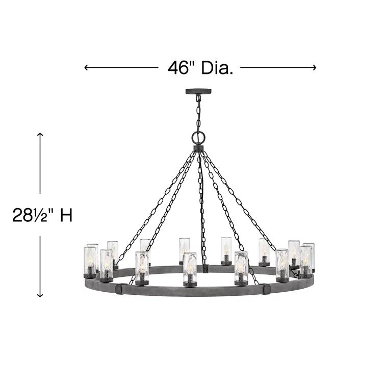 Sawyer 15-Light Single Tier Outdoor Rustic Chandelier