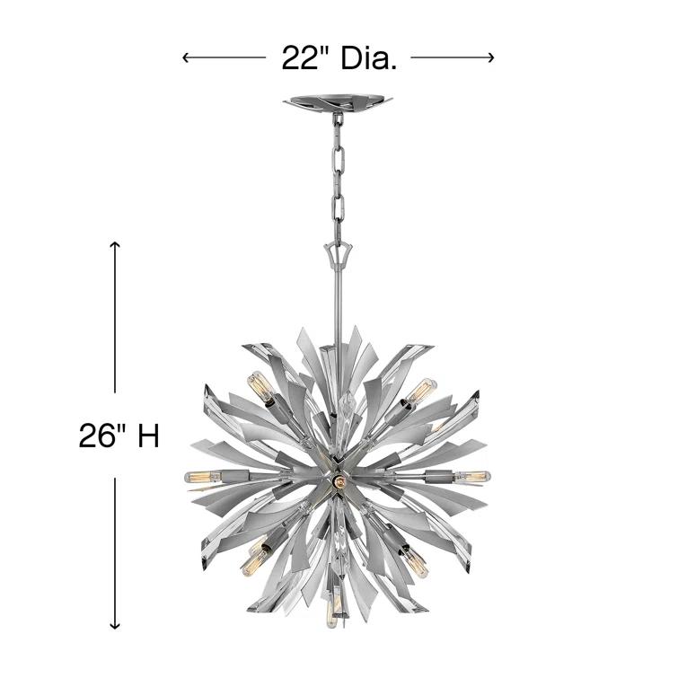 Fredrick Ramond Vida 22" Thirteen-Light Modern Orb Hanging Chandelier w/ Crystal Accents