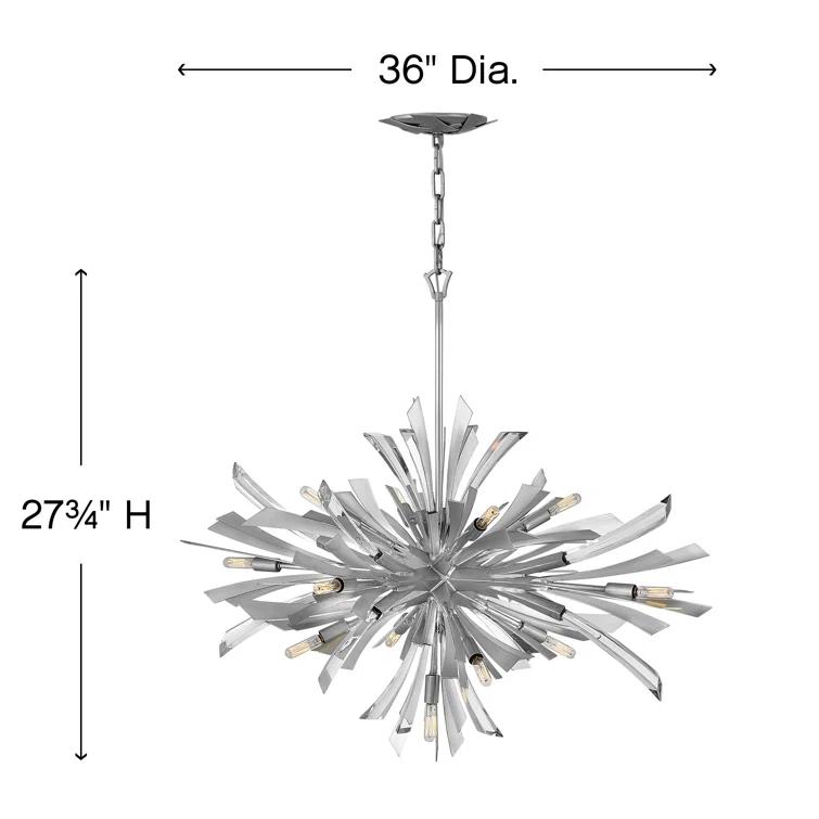 Fredrick Ramond Vida 36" Thirteen-Light Modern Horizontal Hanging Chandelier w/ Crystal Accents
