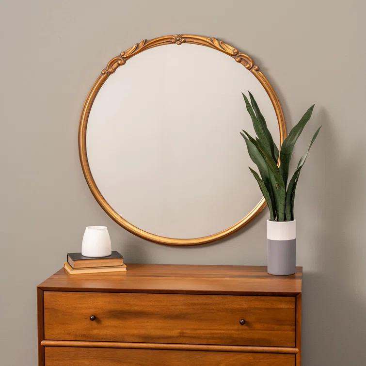 Elegant Franco 34" Round Silver and Gold Wall Mirror