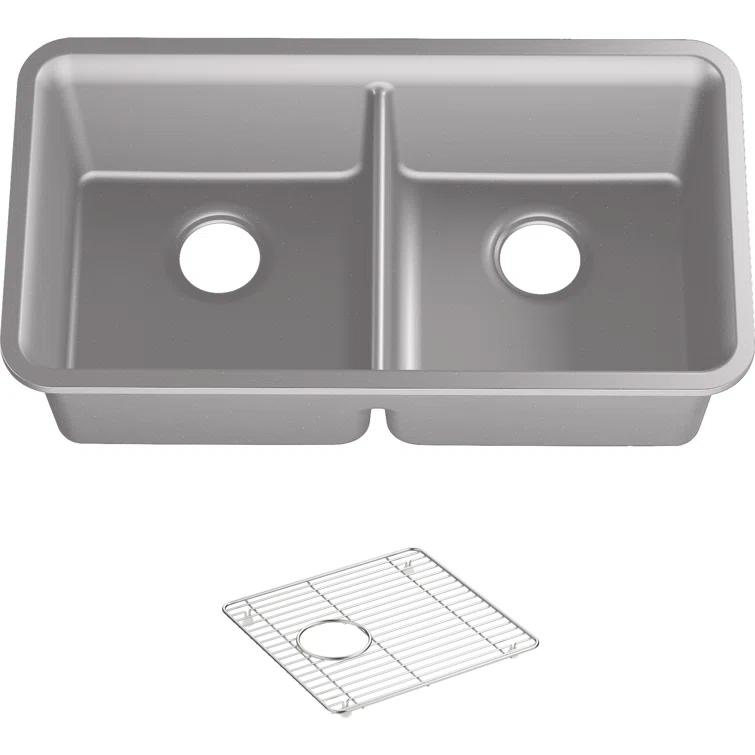 Cairn® 34" L x 18" W Under-Mount Double-Equal Kitchen Sink