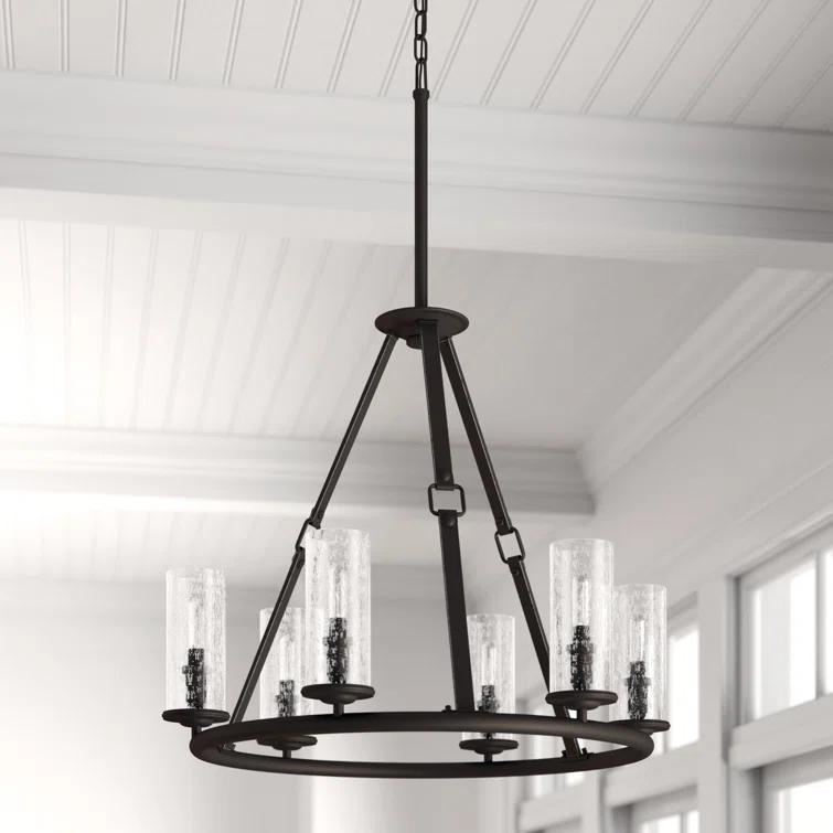 Dakota 6 - Light Unique / Statement Wagon Wheel Chandelier