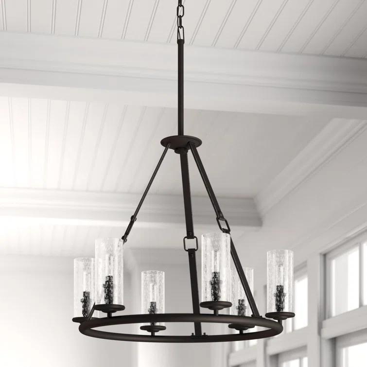 Dakota 6 - Light Unique / Statement Wagon Wheel Chandelier