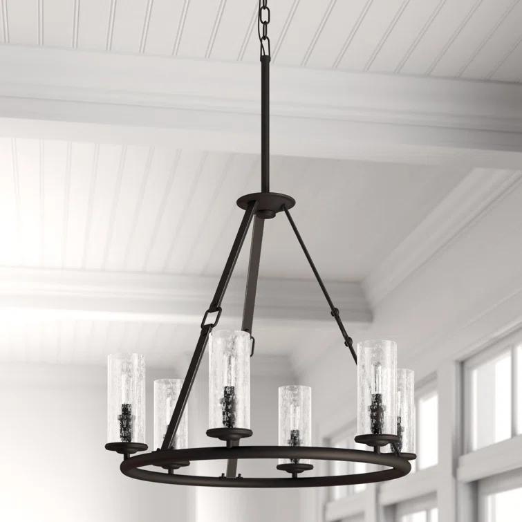 Dakota 6 - Light Unique / Statement Wagon Wheel Chandelier