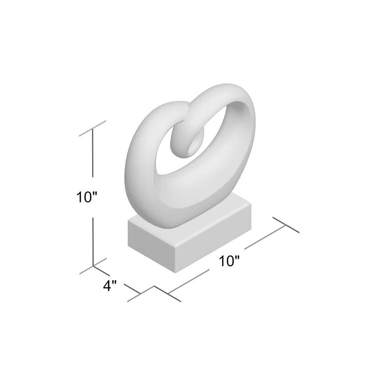 Wrought Studio™ Allye Ceramic Swirl Abstract Decorative Silver Sculpture with Black Base