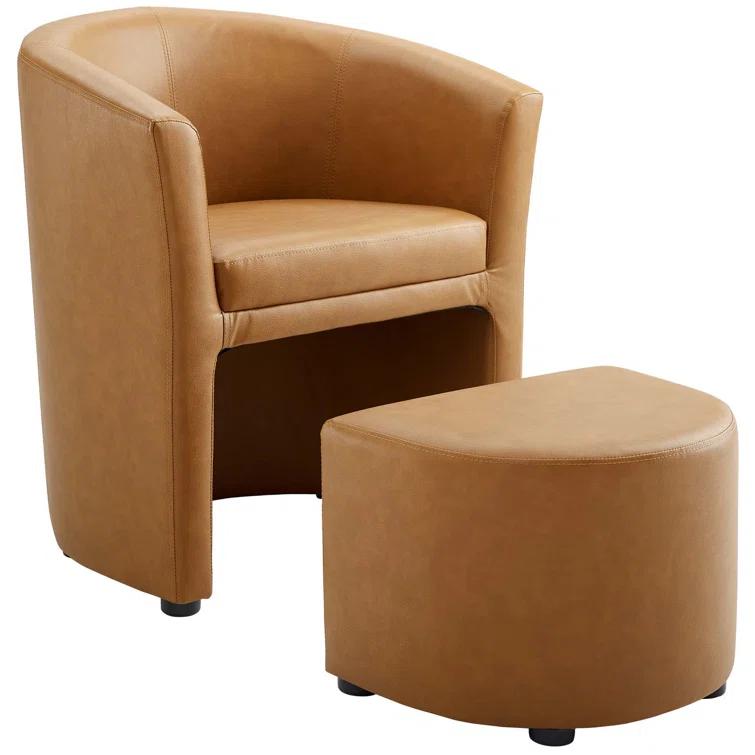 Modway Divulge Modern Leatherette Armchair and Ottoman