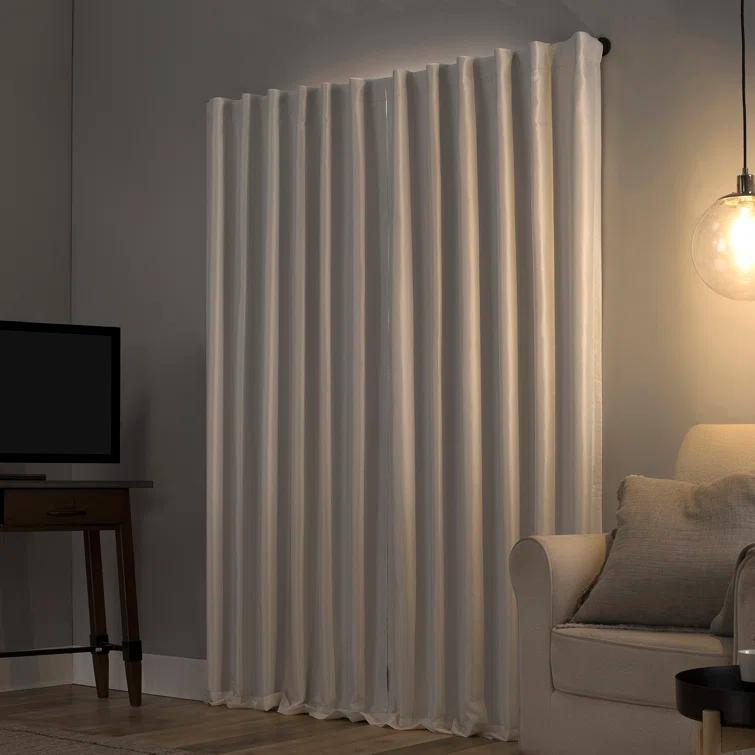 Faux Dupioni Silk Thermal Extreme 100% Blackout Back Tab Curtain Panel