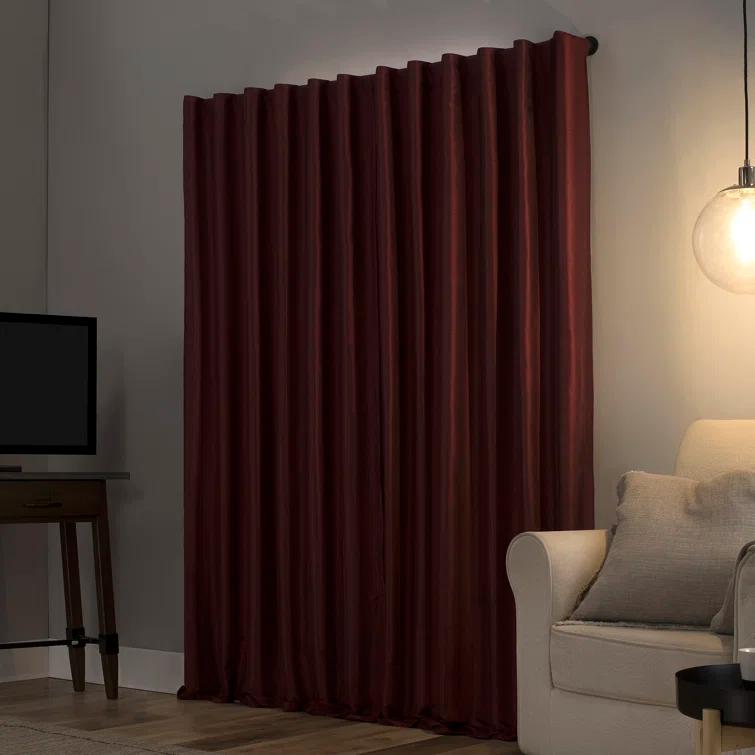 Faux Dupioni Silk Thermal Extreme 100% Blackout Back Tab Curtain Panel