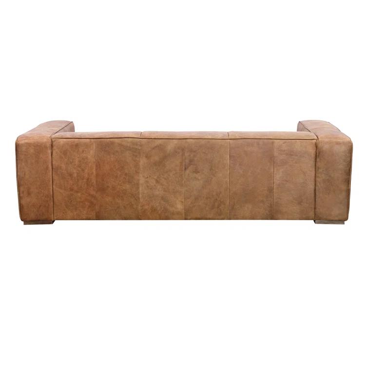 Bolton Cappuccino Genuine Leather Track Arm Sofa