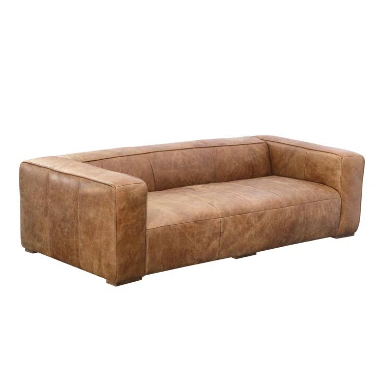 Bolton Cappuccino Genuine Leather Track Arm Sofa