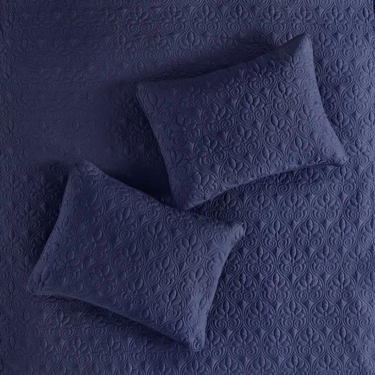 Madison Park Quebec 3 Piece Split Corner Pleated Quilted Bedspread