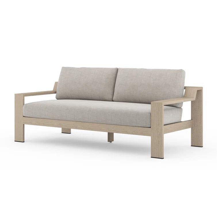 Stone Gray Teak Two-Seat Outdoor Couch