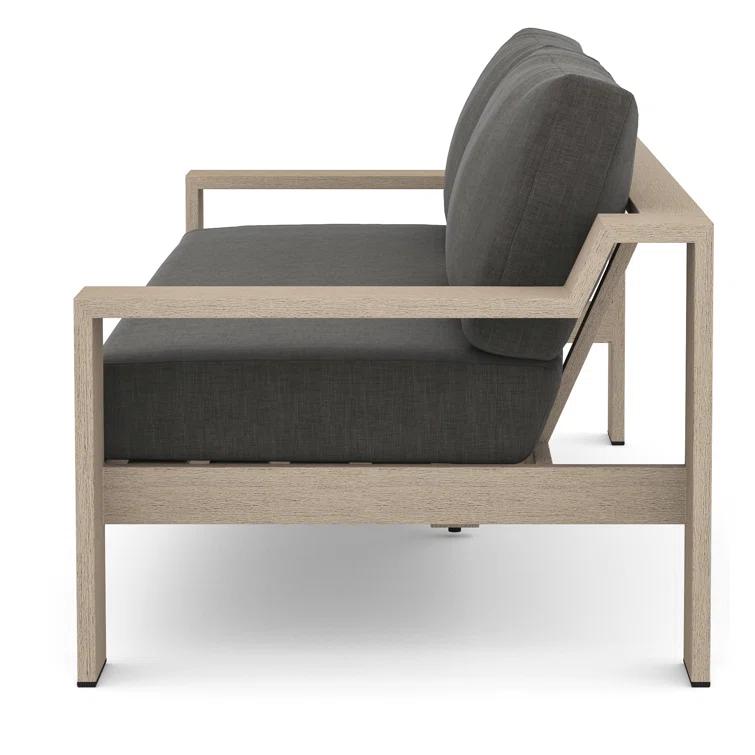 Stone Gray Teak Two-Seat Outdoor Couch