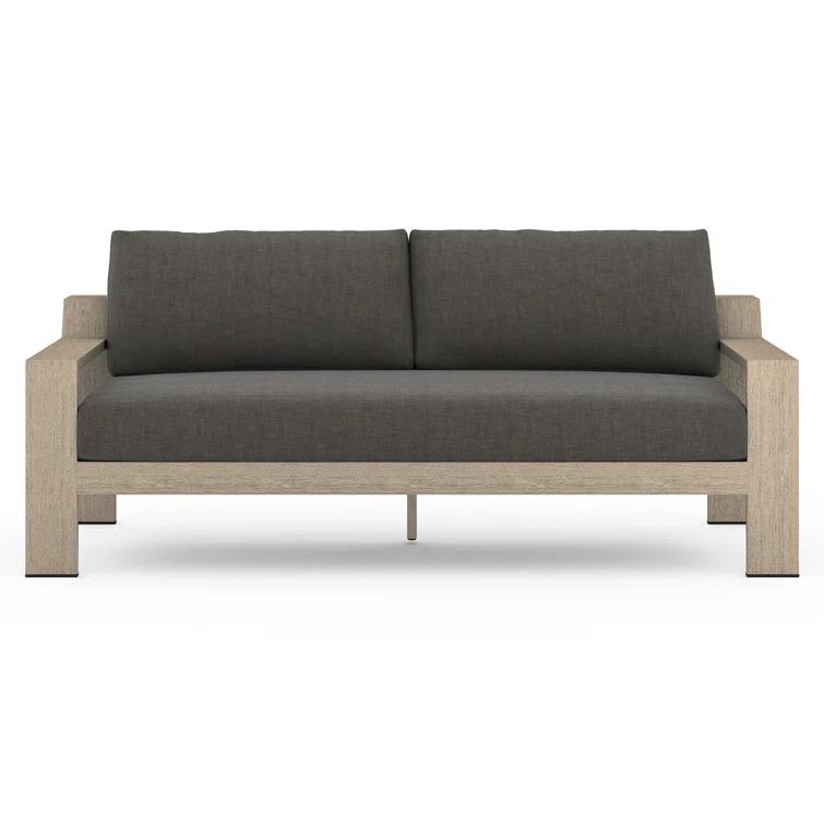 Stone Gray Teak Two-Seat Outdoor Couch
