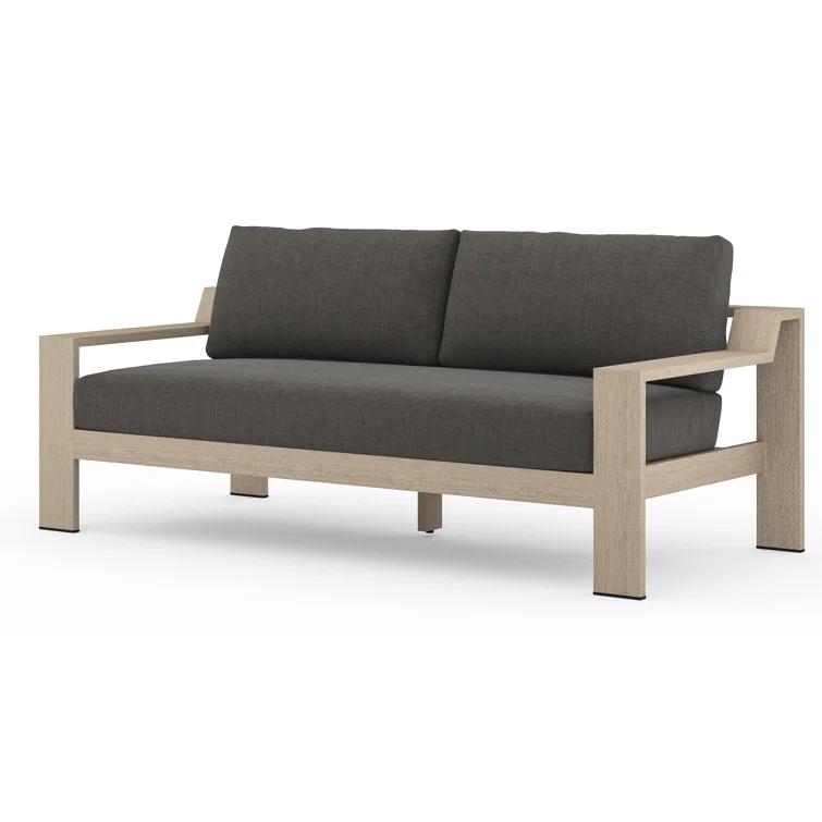 Stone Gray Teak Two-Seat Outdoor Couch