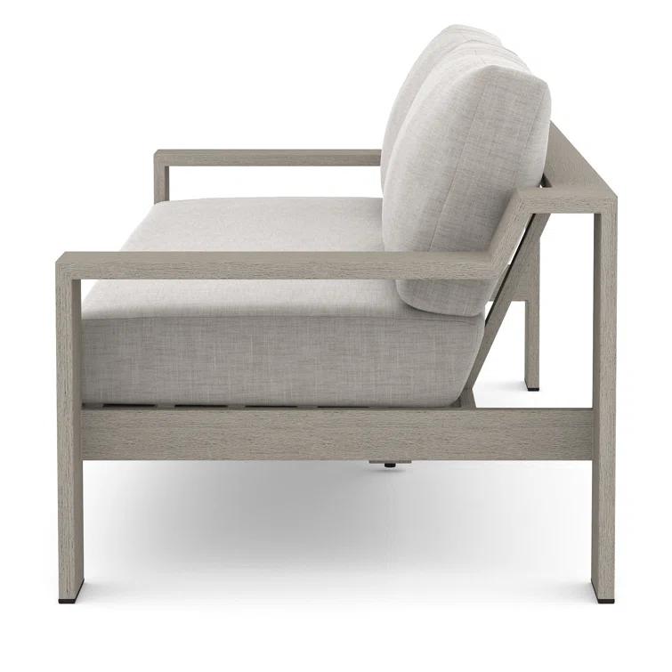 Stone Gray Teak Two-Seat Outdoor Couch