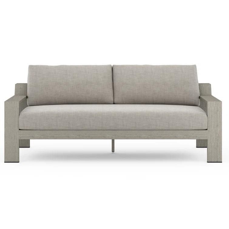 Stone Gray Teak Two-Seat Outdoor Couch