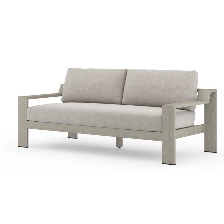 Stone Gray Teak Two-Seat Outdoor Couch