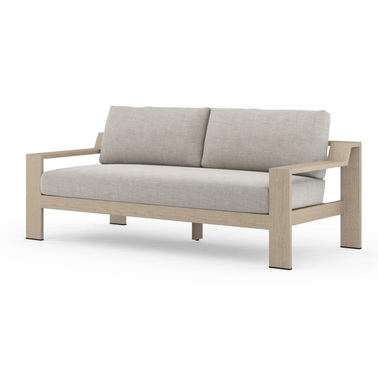 Stone Gray Teak Two-Seat Outdoor Couch