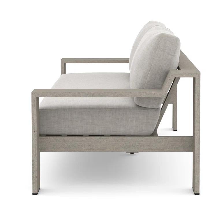 Stone Gray Teak Two-Seat Outdoor Couch