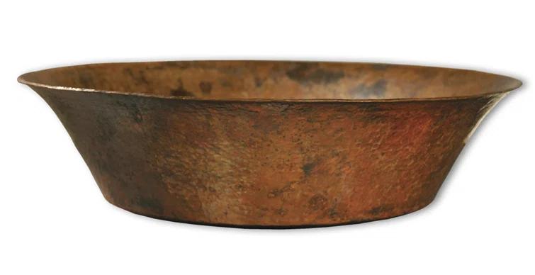 Round Hammered Copper Vessel Bathroom Sink