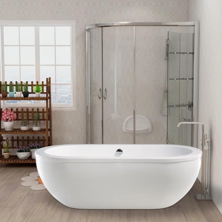 71" x 34" Freestanding Soaking Bathtub