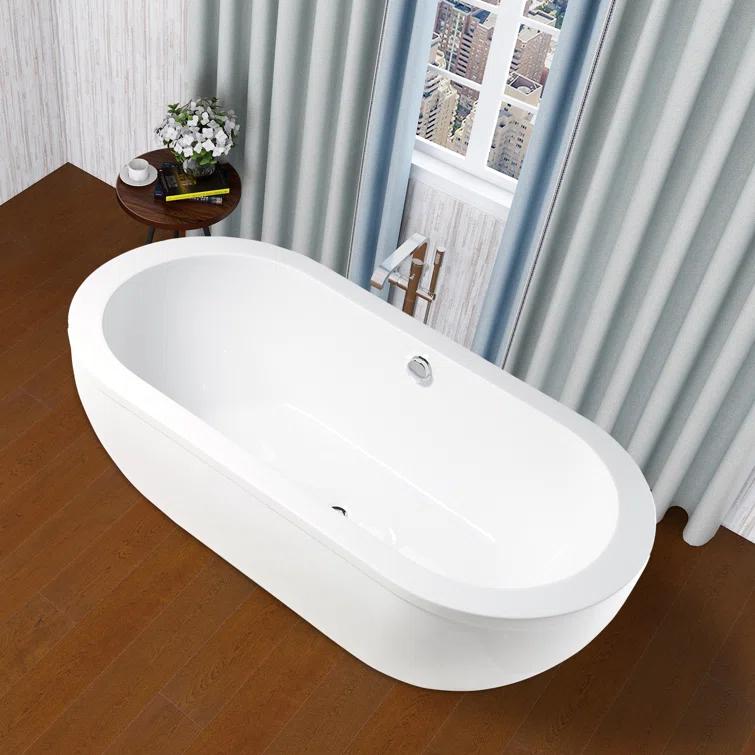 71" x 34" Freestanding Soaking Bathtub