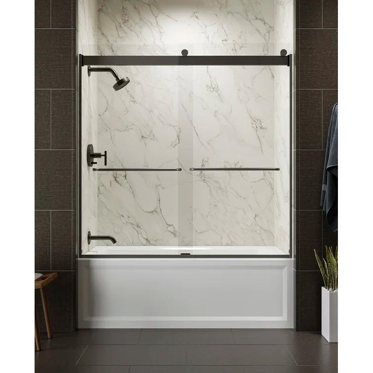 Levity 59.63" x 59.75" Bypass Bath Door with CleanCoat® Technology