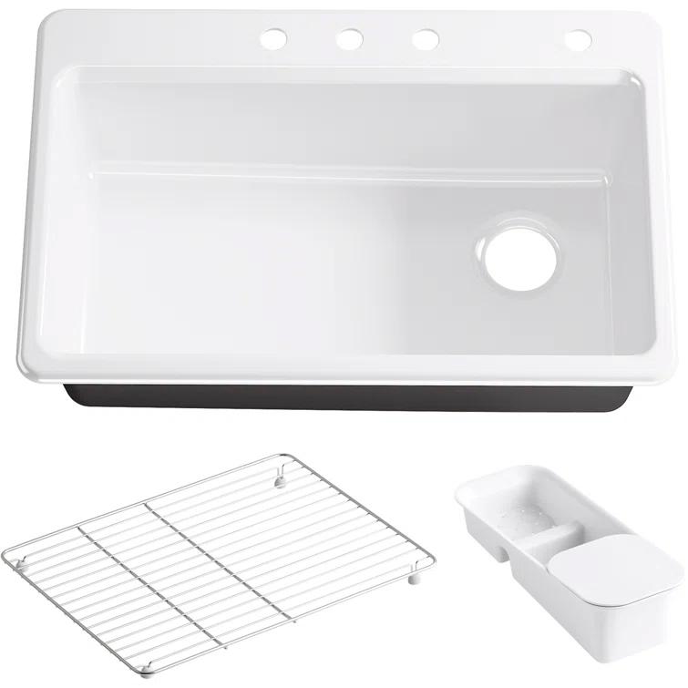 Riverby 33" L x 22" W x 9-5/8" Top-Mount Single Bowl Kitchen Sink W/ Accessories