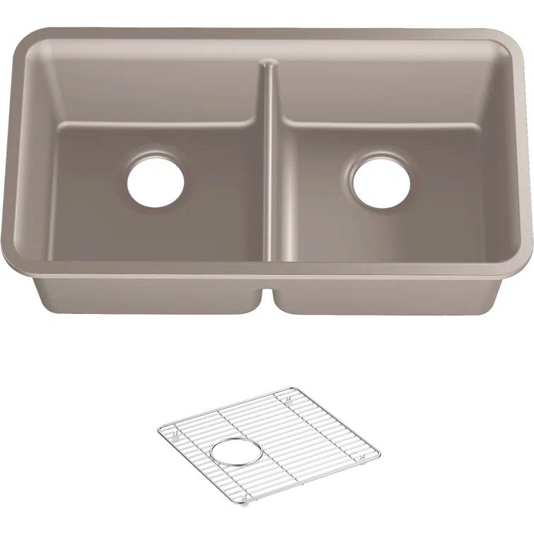 Cairn® 34" L x 18" W Under-Mount Double-Equal Kitchen Sink