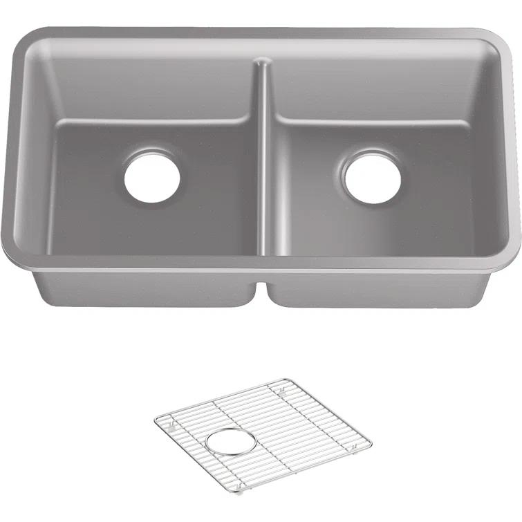 Cairn® 34" L x 18" W Under-Mount Double-Equal Kitchen Sink