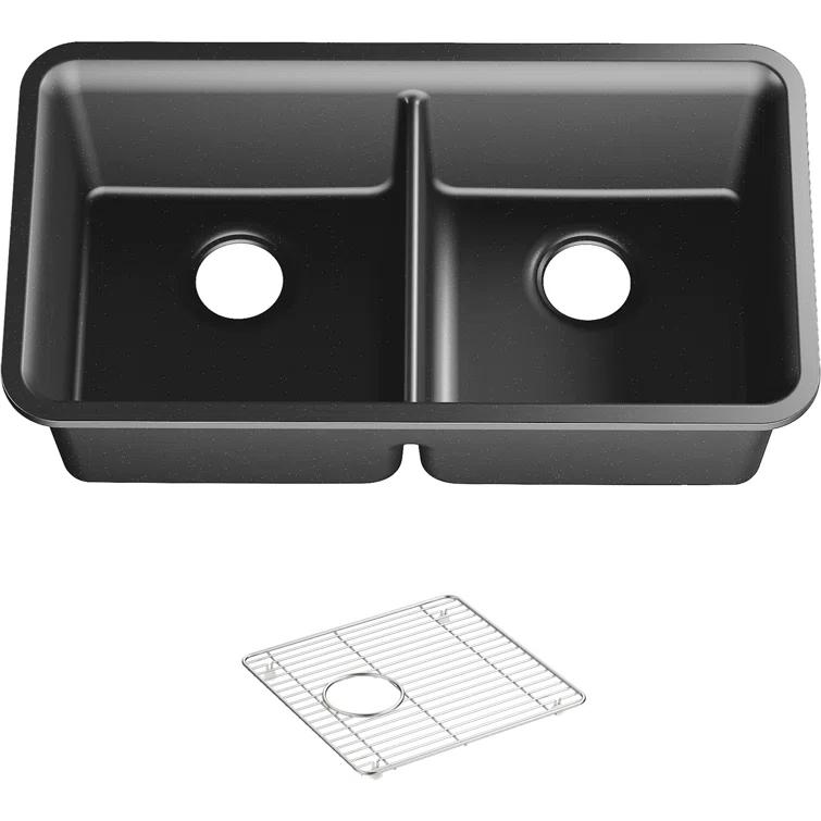 Cairn® 34" L x 18" W Under-Mount Double-Equal Kitchen Sink