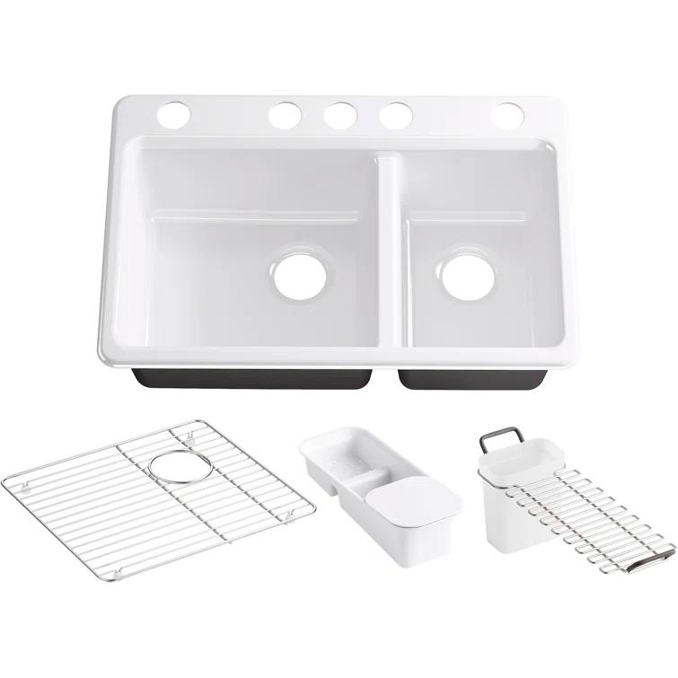Riverby 33" L x 22" W Double Basin Undermount Kitchen Sink