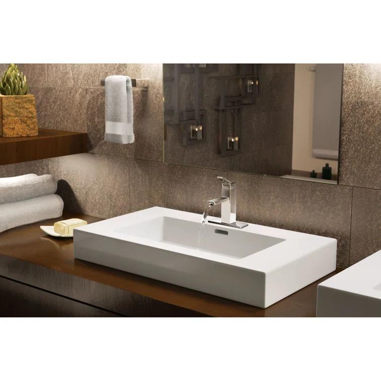 90 Degree Single Hole Bathroom Faucet with Drain Assembly