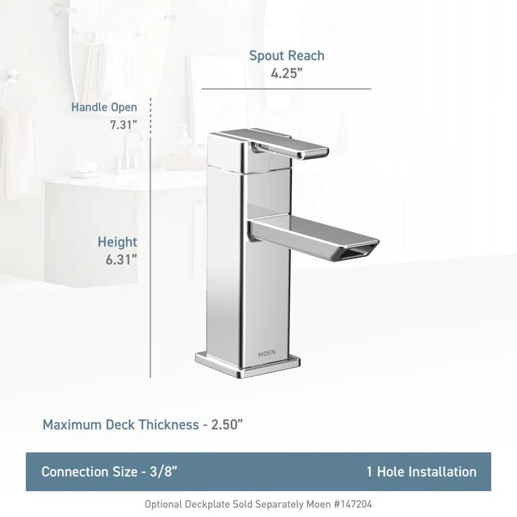 90 Degree Single Hole Bathroom Faucet with Drain Assembly