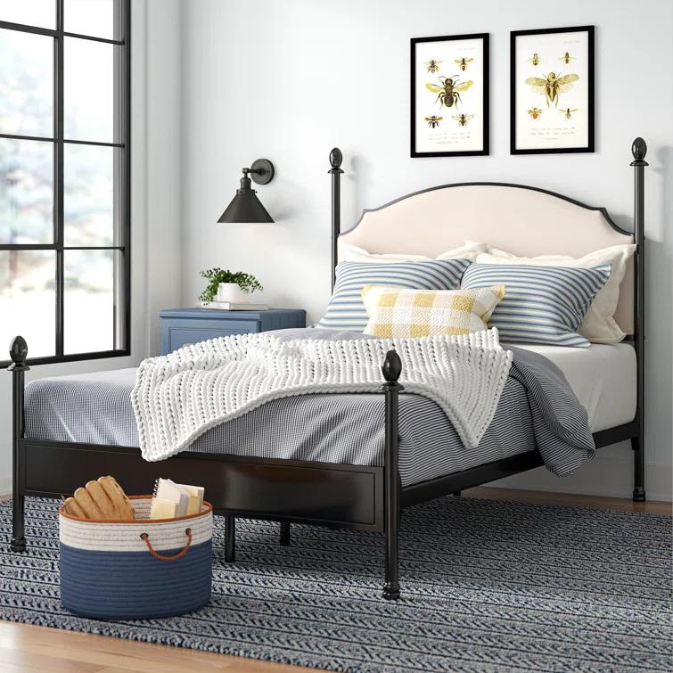 Blakesburg Upholstered Metal Four Poster Bed